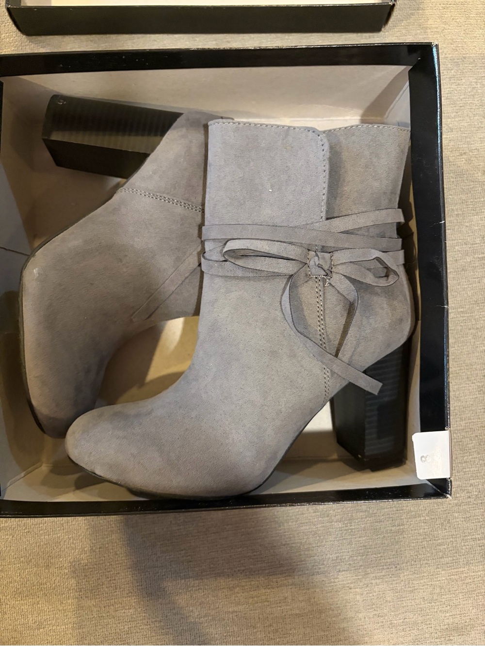 Women’s christian siriano Gray Suede Ankle Boots with Bow Detail